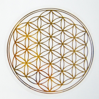 Samolepa ,,Květ života" zlatá 20 cm